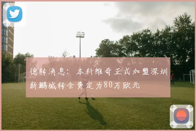 德转消息：本科维奇正式加盟深圳新鹏城转会费定为80万欧元